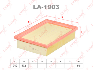 Фильтр воздушный LYNXauto LA-1903. Для: CHEVROLET Шевроле Aveo(Авео) 1.2-1.6 11> / Cobalt 1.5 11>, фото 1