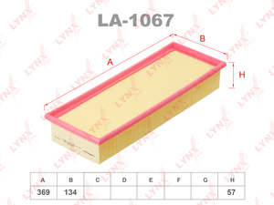 Фильтр воздушный LYNXauto LA-1067. Для: SEAT Cordoba 1.6-1.9D 96-02 / Ibiza II 1.8-1.9D 97-02 / Inca 1.9D 95-03, VW Caddy II 1.9D 95-04 / Polo 1.9D 96-01, фото 1