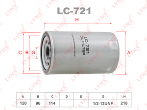 Фильтр масляный LYNXauto LC-721. Для HINO Rainbow 7.8 05>, ISUZU Bus 7.8 05-07/Forward 4.8 99-04, фото 1