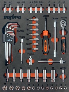 Ombra OMT54STE Набор головок торцевых 1/4" DR с аксессуарами в EVA ложементе 280х375 мм, 54 предмета, фото 1