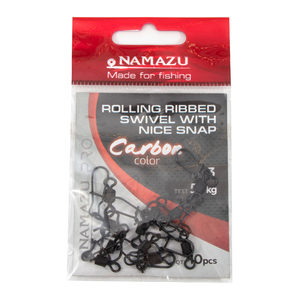 Вертлюг с застежкой Namazu Pro ROLLING RIBBED SWIVEL WITH NICE SNAP, цв. Carbon, р. 3, test-57 кг, к, фото 6