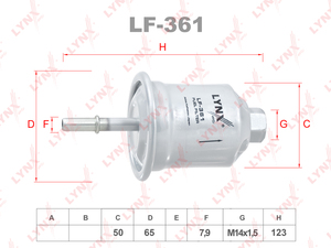 Фильтр топливный LYNXauto LF-361. Для: MITSUBISHI GALANT VIII 2.0-2.5 96-04 / L300 2.4 86-04 / Pajero II 3.0 91-99 / Pajero Sport I 3.0 98>, фото 1