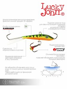 Балансир Lucky John FIN 3 + тр. 40мм/20 блистер, фото 6