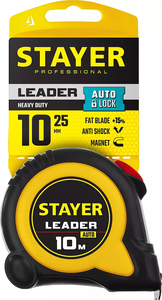 Рулетка с автостопом STAYER Leader 10м х 25мм 3402-10-25, фото 4