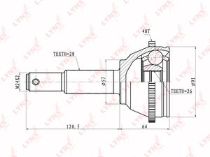 ШРУС наружный LYNXauto CO-5905A. Для: FORD Transit 2.0D-2.4TD 00-06, фото 1