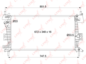 Радиатор охлаждения (технология пайки) LYNXauto RB-1035. Для: Ford, Форд, Focus(Фокус) III 1.6 10> / C-Max(С-Макс) II 1.6 10>., фото 3