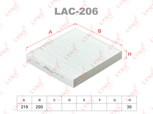 Фильтр салонный LYNXauto LAC-206. Для: NISSAN Murano 05> / Teana 03> / X-Trail 01>, INFINITI FX 03>, фото 1