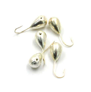 Мормышка "ЯМАН" капля с отв.,цв.SILVER PLATED, d 6, вес 1,3 г (уп. 5 шт.), фото 2