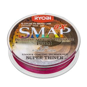 Шнур SMAP PE8X-100M 2.5# Multi Colour 0,26мм Ryobi, фото 6