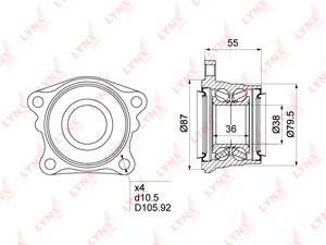 Подшипник ступицы задний LYNXauto WB-1031. Для: TOYOTA Rav I 4 2.0 4WD 94-00 / Picnic 2.0 4WD 96-01, фото 1