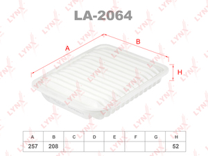 Фильтр воздушный LYNXauto LA-2064. Для: MITSUBISHI Митсубиси ASX 1.6 10 / Grandis 2.4 04> / Lancer(Лансер) 1.6 10> / Outlander(Аутлэндер)/Airtrek III 2.0-2.2D 12>, CITROEN Ситроен C4 1.6 12>, фото 1
