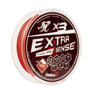 Шнур Extrasense X3 PE Red 92m 1.8/27LB 0.23mm (HS-ES-X3-1.8/27LB) Helios, фото 2
