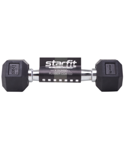 Гантель гексагональная Starfit DB-301 1 кг, обрезиненная, черный, фото 5