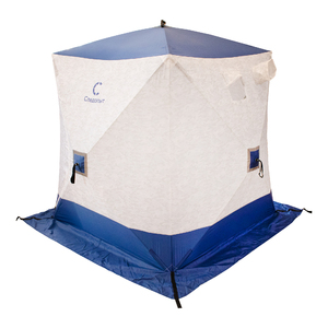 Палатка зимняя куб СЛЕДОПЫТ 1,5 х1,5 м, Oxford 210D PU 1000, S по полу 2,2 кв.м, цвет синий/белый с принтом, фото 5