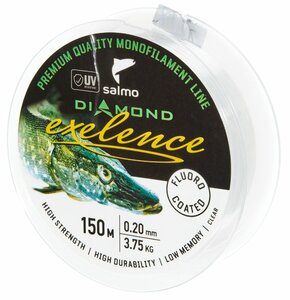 Леска моно. Salmo Diamond EXELENCE FLUORO COATED Clear 150/020, фото 3