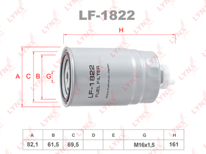 Фильтр топливный LYNXauto LF-1822. Для: FIAT Ducato 1.9D-2.5TD >02 / Punto 1.7D-TD 94-00 / Strada 1.7TD 99> / Talento 1.9D >94, фото 1