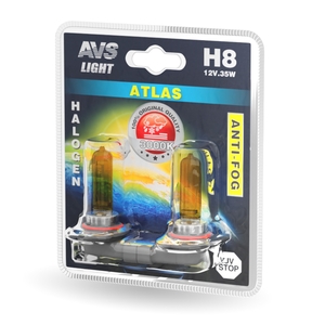 Галогенная автомобильная лампа AVS ATLAS, H8, 12 В, 35 Вт, 3000 К, цоколь PGJ19-1, 2 шт., фото 2