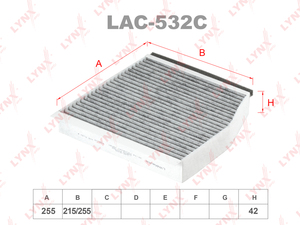 Фильтр салонный угольный LYNXauto LAC-532C. Для: MERCEDES-BENZ A(W176) 12> / B(W246) 11> / CLA(C117) 13> / GLA(X156) 13>, INFINITI Q30 15>, фото 1