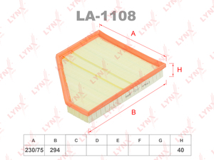 Фильтр воздушный LYNXauto LA-1108. Для: BMW X5(E70) 4.8 06>, фото 1