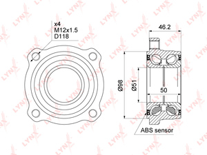 Подшипник ступицы задний с ABS LYNXauto WB-1473. Для: BMW БМВ X5(E70/F15) 2.0D-4.8 06> / X6(E71/E72/F16) 3.0D-4.4 07>, фото 1