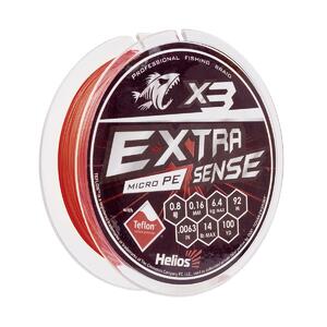 Шнур Extrasense X3 PE Red 92m 0.8/14LB 0.16mm (HS-ES-X3-0.8/14LB) Helios, фото 2