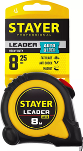 Рулетка с автостопом STAYER Leader 8м х 25мм 3402-08-25, фото 3