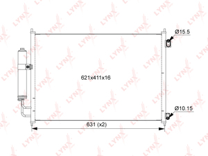 Радиатор кондиционера с осушителем LYNXauto RC-0016. Для: NISSAN X-Trail(T31) 2.0-2.5 07-13, фото 1