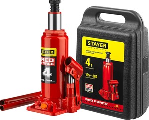 Гидравлический бутылочный домкрат в кейсе  STAYER  RED FORCE  4т 194-372 мм 43160-4-К, фото 1