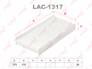 Фильтр салонный LYNXauto LAC-1317. Для: CITROEN Jumpy 07>, PEUGEOT Expert 07>, TOYOTA Proace 13>, фото 1