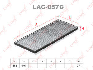 Фильтр салонный угольный LYNXauto LAC-057C. Для: AUDI 80 91-94/A4 95-00, VW Passat 96-00, фото 1