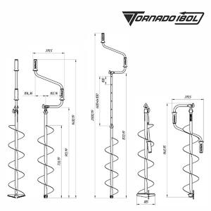 Ледобур ТОРНАДО-М2 ф180 левое вращение, без чехла (LT-180L-1) Тонар, фото 2