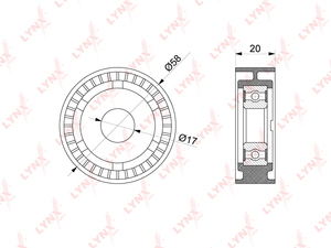 Ролик натяжного механизма/приводной LYNXauto PB-5304. Для SKODA Шкода Fabia(Фабия) II 1.4 10-14, VW Фольксваген Beetle 1.4 11>/Golf(Гольф) V-VI 1.4 07>/Jetta(Джетта) III-IV 1.4 06>/Tiguan(Тигуан) 1.4 07>/Touran(Тауран) 1.4 10-15, фото 1