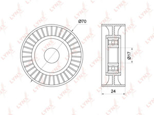 Ролик натяжного механизма / приводной LYNXauto PB-5147. Для: Audi, Ауди A3 1.6-1.8 96-12 / TT 1.8 98-06, Skoda, Шкода, Fabia(Фабия) I 2.0 99-08 / Octavia(Октавия)(1U/1Z) 1.4-2.0 96-13, VW, Фольксваген, фото 2