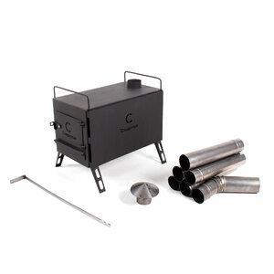 Печь дровяная Следопыт Heavy большая (с экранами, угловыми трубами и грибком), фото 5