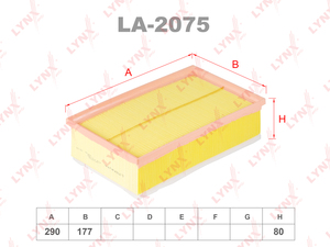 Фильтр воздушный LYNXauto LA-2075. Для: AUDI A3 1.6D-2.0D 12>, SKODA Fabia 1.4D 14> / Octavia(5E) 1.6D-2.0D 12>, VW Golf VII 1.6D-2.0D 12> / Passat 1.6D-2.0D 14>, SEAT Leon 1.6D-2.0D 12>, фото 1