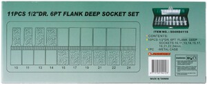 JONNESWAY S04HD411S Набор головок торцевых глубоких 1/2"DR, 10-24 мм, 11 предметов, фото 4