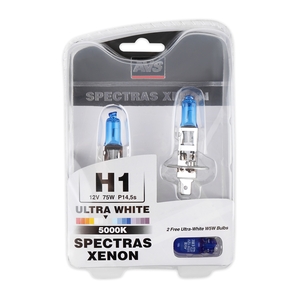 Газонаполненная автомобильная лампа AVS SPECTRAS, H1, 12 В, 75 Вт, 5000 К, цоколь P14.5s, 2 шт. + 2 (W5W), фото 2