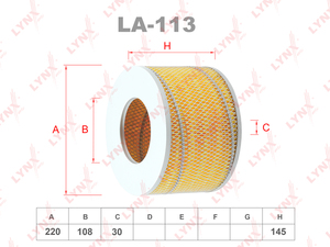 Фильтр воздушный LYNXauto LA-113. Для: TOYOTA Land Cruiser 3.0D 96-02/Toyoace/Dyna 3.7D 99-04/4.1 03>, фото 1