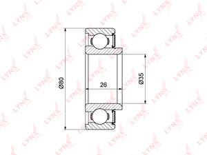 Подшипник ступицы задний (26x35x80) LYNXauto WB-1498. Для: SUZUKI Vitara 1.6-2.0 >98, фото 1