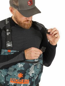 Полукомбинезон забродный Norfin PILOT CAMO BOOTFOOT р.44-L-S с сапогами резина, фото 4