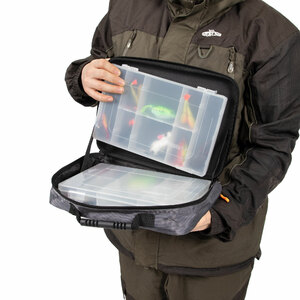 Сумка рыболовная СЛЕДОПЫТ Module Case, 30х22х10 см, цв. серый + 2 коробки Luno, фото 8