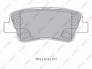 Колодки тормозные задние LYNXauto BD-3620. Для: Geely, Джили, ATLAS. Длина, мм - 99,8. Высота, мм - 41,2. Толщина, мм - 15,5., фото 2