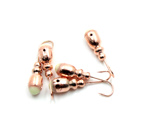 Мормышка "ЯМАН" Немка с отв.,цв.COPPER PLATED, с фосф. пяткой, вес 0,8 г (уп. 5 шт.), фото 2