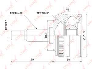 ШРУС наружный LYNXauto CO-5302A. Для: MERCEDES Мерседес-BENZ Vito(Вито)(W638) 2.2D 96-03, фото 1