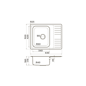 Кухонная мойка Omoikiri Sagami 63-IN нерж.сталь/нержавеющая сталь, фото 2