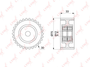 Ролик направляющий / ГРМ LYNXauto PB-3042. Для: TOYOTA Mark 2(110) 2.5 00-07 / Brevis 2.5-3.0 01-07 / Crown 2.5-3.0 99-07 / Progress 2.5-3.0 98-07 / Verossa 2.5 01-04, фото 1