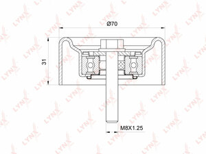 Ролик направляющий / приводной LYNXauto PB-7205. Для: CHEVROLET Captiva 2.4 11>, OPEL Antara 2.4 10> / Astra J 2.0 12> / Insignia 2.0 08>, SAAB 9-3 2.0 08-15 / 9-5 2.0 10-12, фото 1