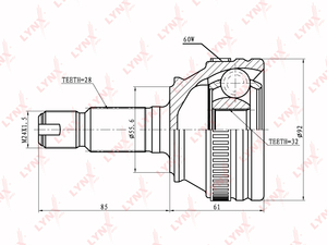 ШРУС наружный LYNXauto CO-5000A. Для: LAND ROVER Freelander 1.8-2.0D 98>, фото 1