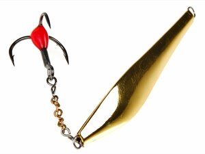 Блесна вертикальная зимняя Lucky John DOUBLE BLADE с цепочкой и тройником 60MM GC блистер, фото 3