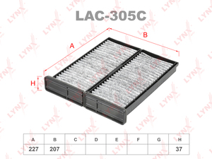 Фильтр салонный угольный (комплект 2 шт.) LYNXauto LAC-305C. Для: MITSUBISHI Carisma 95> / Colt V 96-03 / Pajero III 00-06 / Pajero Sport I 98> / Space Star 98-04, фото 1